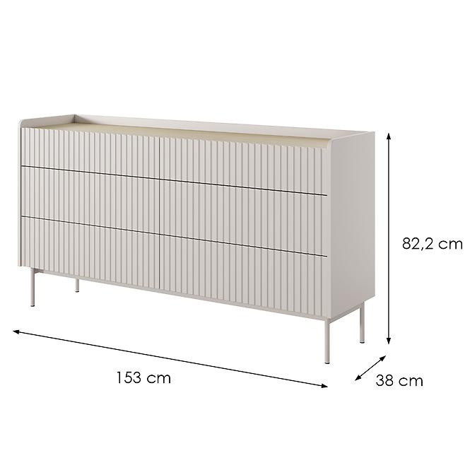 Kommode Level C 153 6S Beige/Eiche Scandi