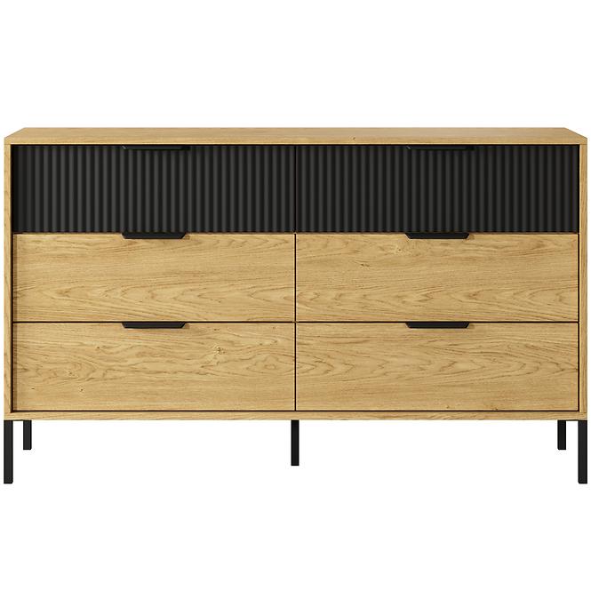 Kommode Baltic B 138 6S Eiche Baltic/Schwarz 