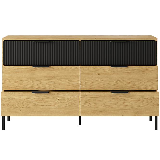 Kommode Baltic B 138 6S Eiche Baltic/Schwarz 