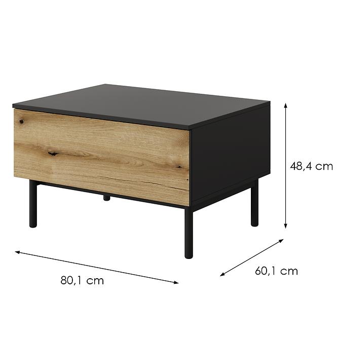 Couchtisch Lang G1S Schwarz /Eiche Evoke
