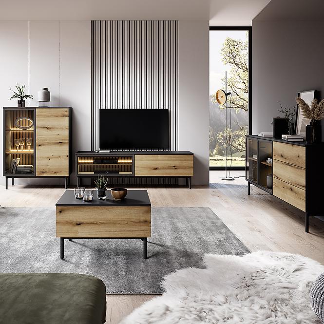 Couchtisch Lang G1S Schwarz /Eiche Evoke