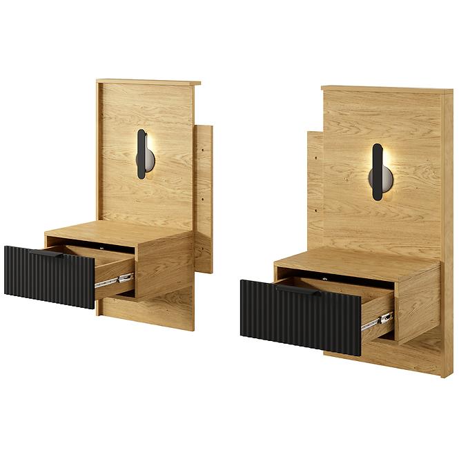 Nachttisch Baltic D Z Led -2 St. Eiche Baltic/Schwarz