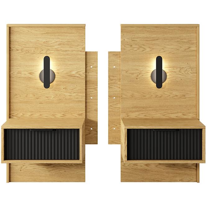 Nachttisch Baltic D Z Led -2 St. Eiche Baltic/Schwarz