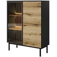 Vitrine Lang B + LED Schwarz/Eiche Evoke 