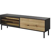 TV Tisch Lang RTV F 180 2d Led Schwarz/Eiche Evoke 