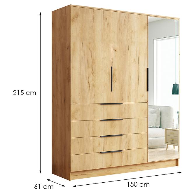 Schrank Bogota 150 Craft Gold+Griff Schwarz