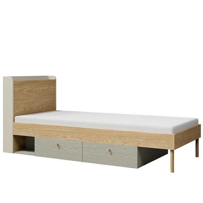 Bett Yuki 13 P/L Eukalyptus/Graubeige/Geölte Eiche