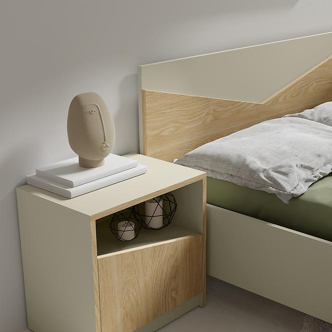 Bett 160 Aston 8 Graubeige/Geölte Eiche