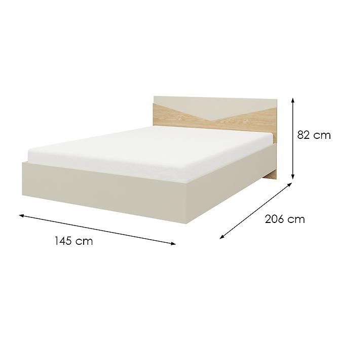 Bett 140 Aston 9 Graubeige/Geölte Eiche
