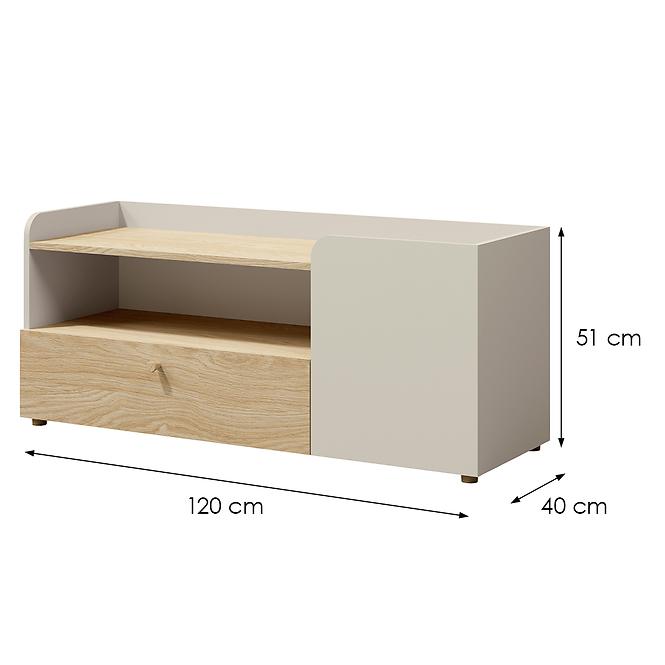 TV Tisch YUKI 12 Graubeige/Geölte Eiche