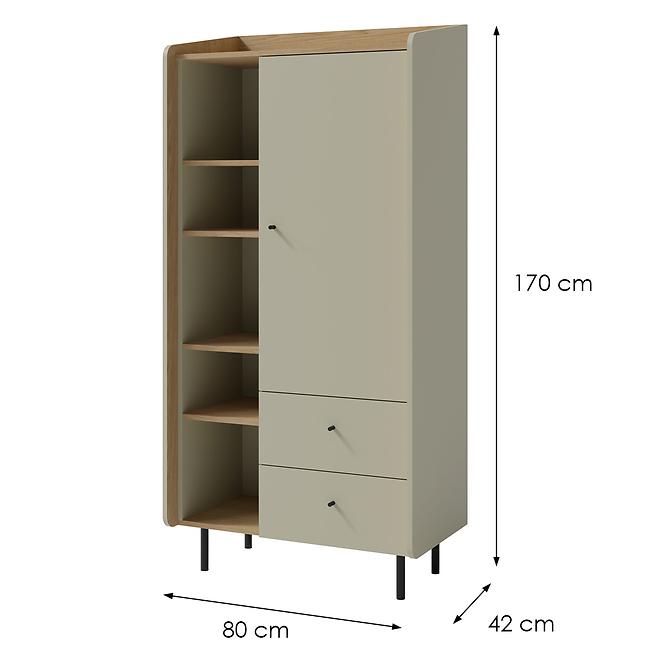 Vitrina Alessio AE5 2S1D Eukalyptus V/Eiche Baltic,2