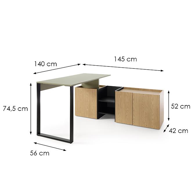 Schreibtisch Sergio SE8+Komoda 3D Eukalyptus/Eiche Baltic