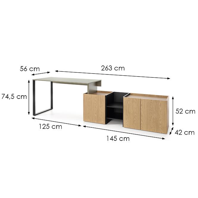 Schreibtisch Sergio SE8+Komoda 3D Eukalyptus/Eiche Baltic