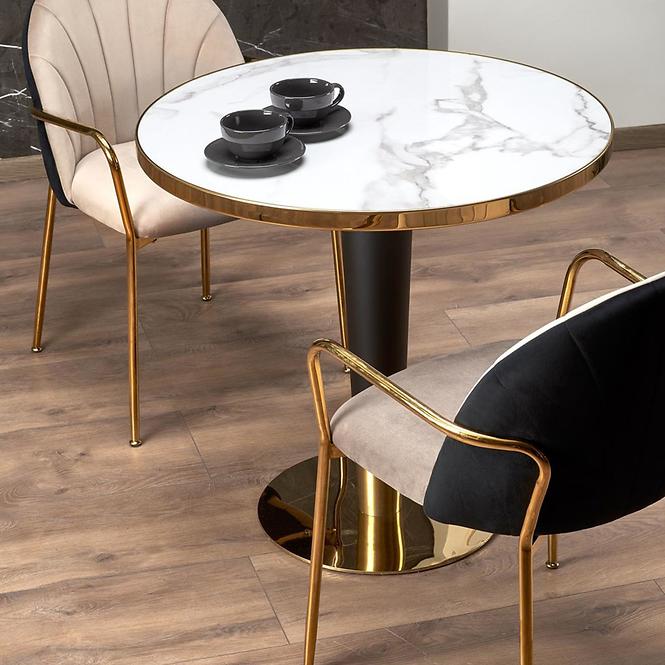 Tisch Morata 79 keramik/stahl – weiß marmor/schwarz/golden
