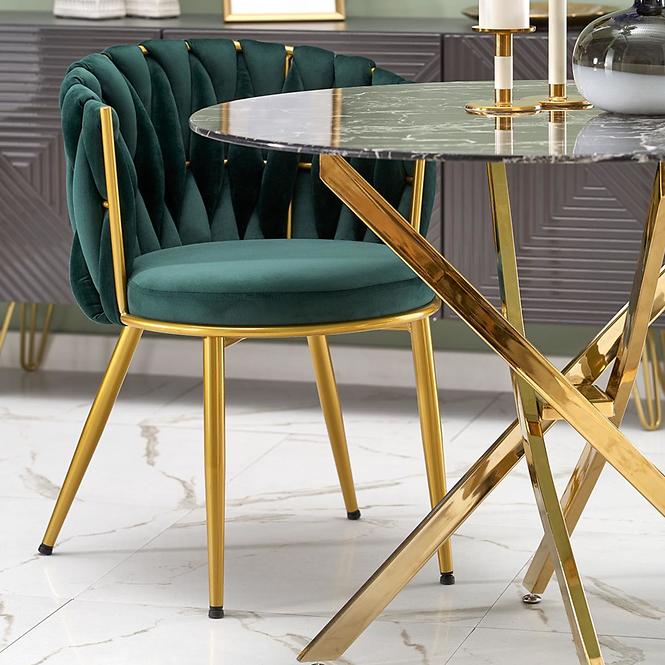 Tisch Raymond 2 100 glas/stahl – schwarz marmor/golden