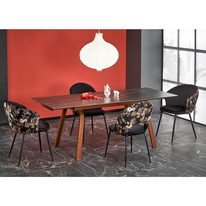 Tisch Lozano 82x140 spiek/stahl – schwarz marmor/nuss