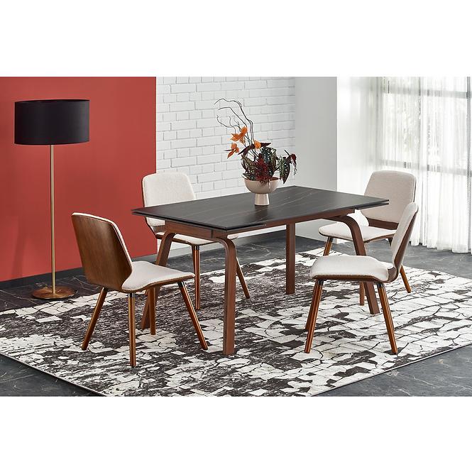 Tisch Lozano 82x140 spiek/stahl – schwarz marmor/nuss