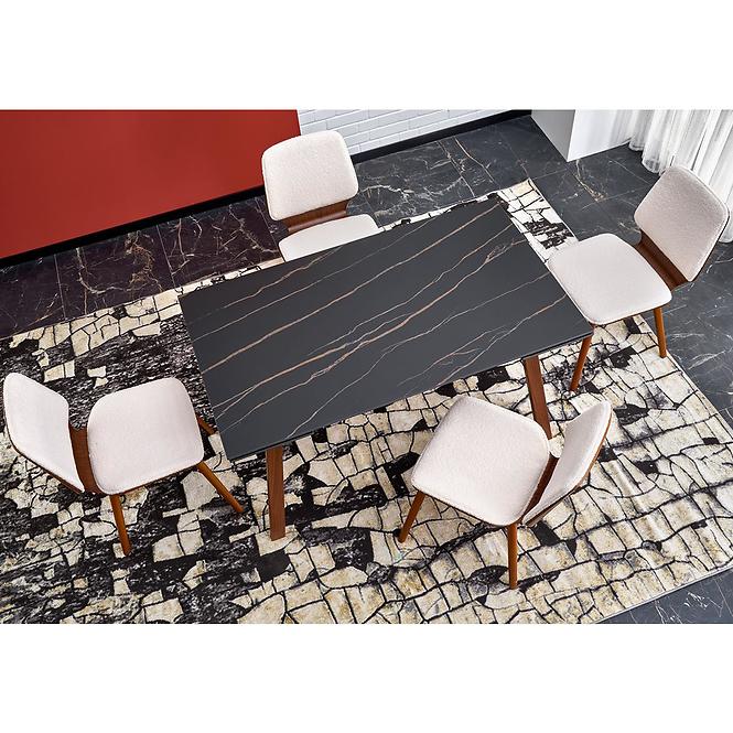 Tisch Lozano 82x140 spiek/stahl – schwarz marmor/nuss