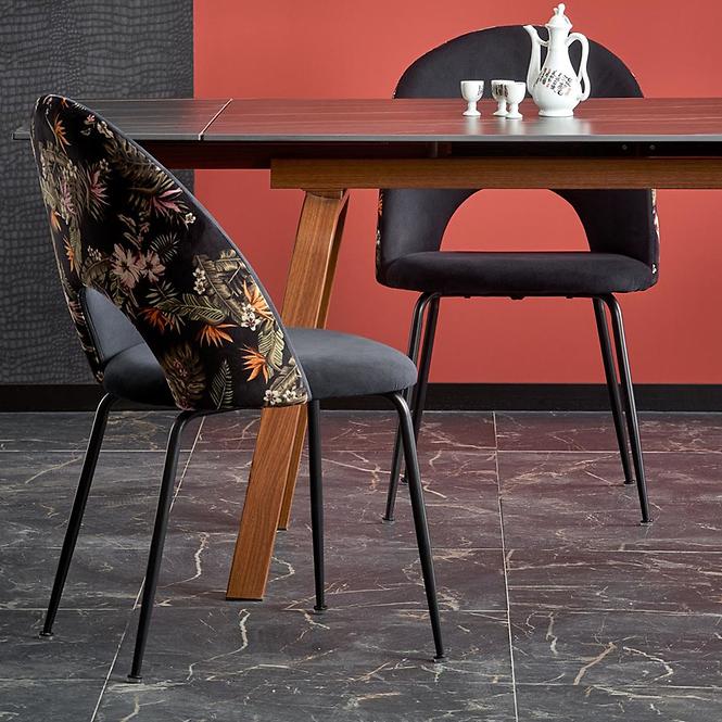 Tisch Lozano 82x140 spiek/stahl – schwarz marmor/nuss