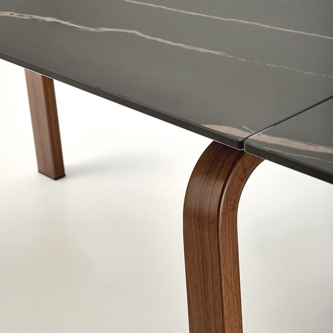 Tisch Lozano 82x140 spiek/stahl – schwarz marmor/nuss