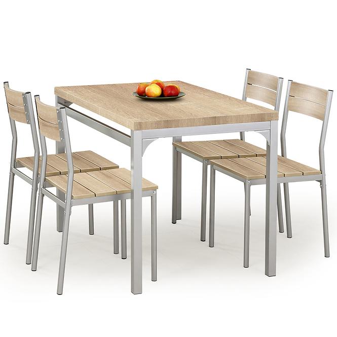 Tischset Malcolm + 4 stühle mdf/stahl – sonoma