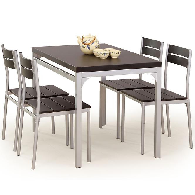 Tischset Malcolm + 4 stühle  mdf/stahl – wenge
