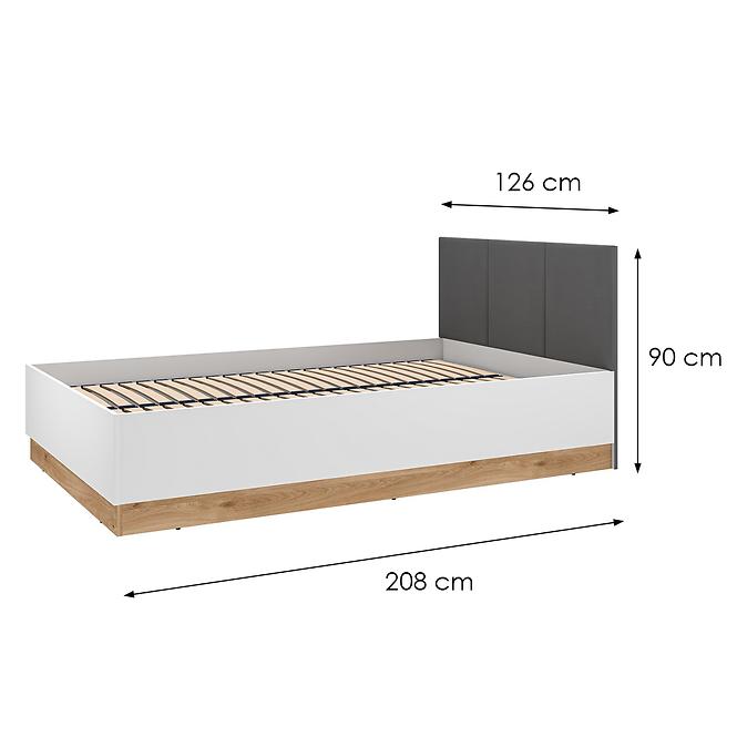 Bett Torino 120+Rahmen Flx 1202 Weiß/Eiche Castello/Graphit