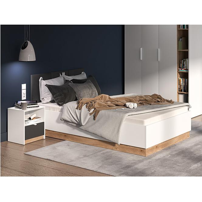 Bett Torino 120+Rahmen Flx 1202 Weiß/Eiche Castello/Graphit