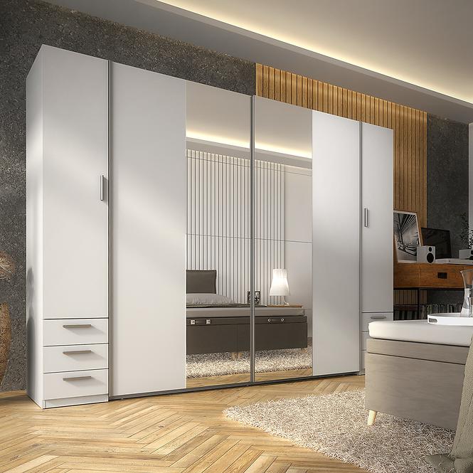 Schrank Store 2D+2D III21-B Weiß/Spiegel 