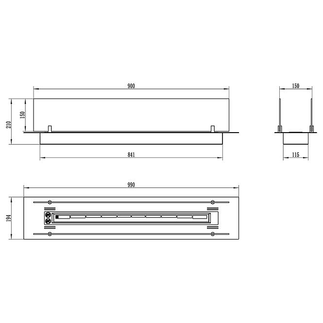 Biokaminbrenner 1000 Schwarz Matt mit Glas