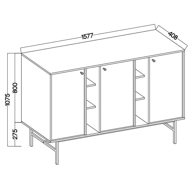 Kommode Tokyo 3  3D Schwarzer Graphit 823