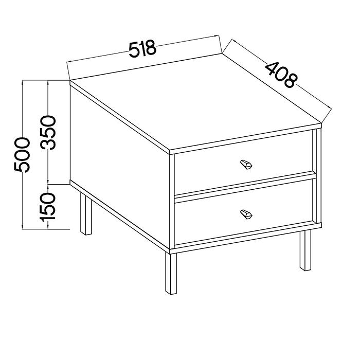 Nachttisch Tokyo 2 2S Schwarzer Graphit 801,6