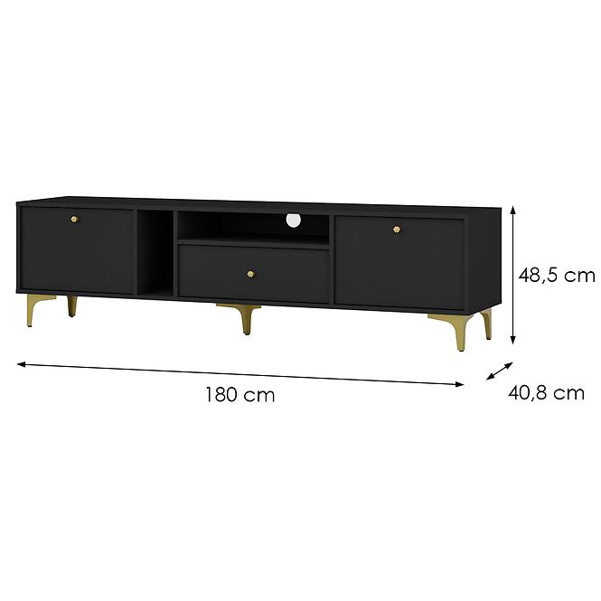 TV Tisch Tokyo 1 2K 1S Schwarzer Graphit 313