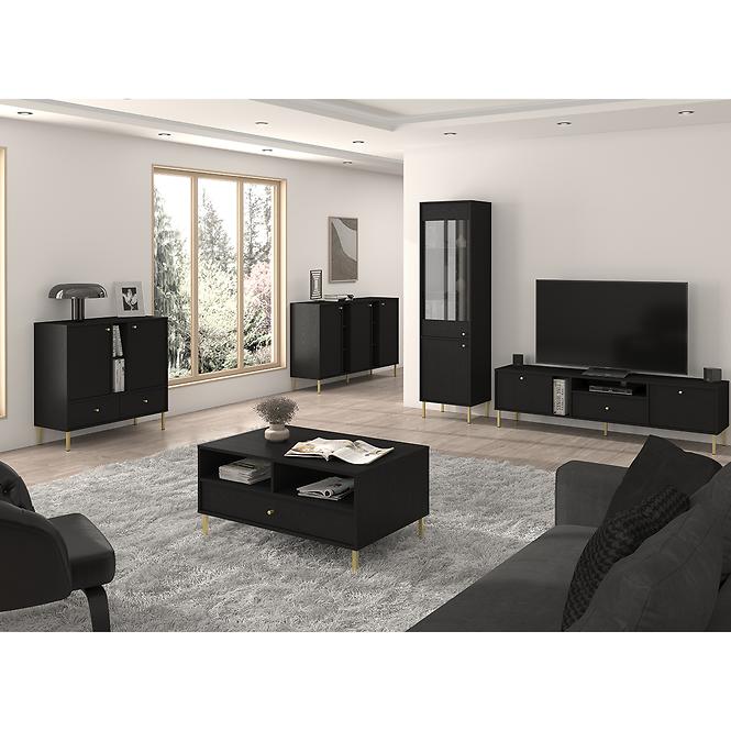 TV Tisch Tokyo 2 2K 1S Schwarzer Graphit 313,7