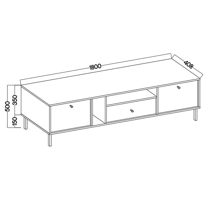 TV Tisch Tokyo 2 2K 1S Schwarzer Graphit 313,6