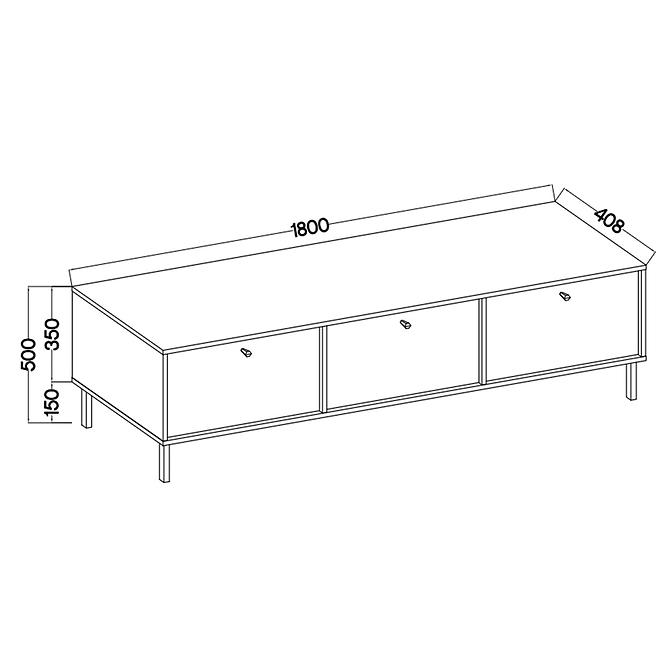 TV Tisch Tokyo 2 3K Schwarzer Graphit 303