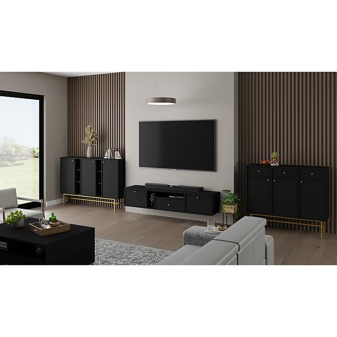 TV Tisch Tokyo 4 2K 1S Schwarzer Graphit 313