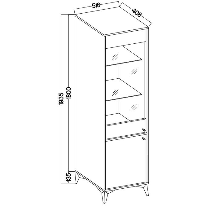 Vitrine Tokyo 1 2D Schwarzer Graphit 101