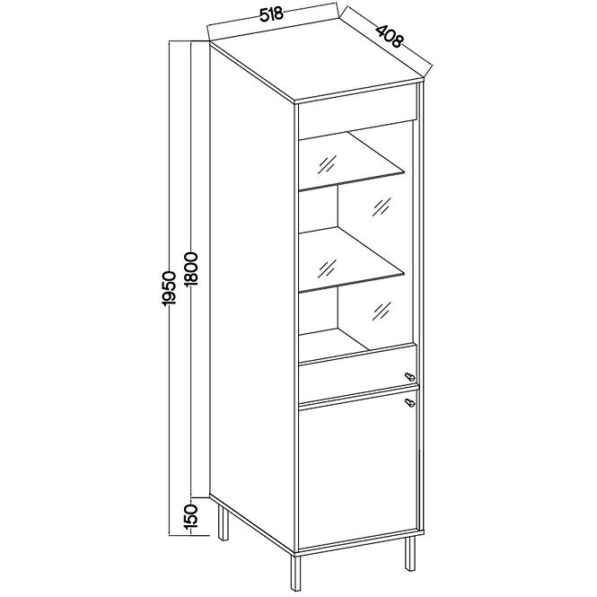 Vitrine Tokyo 2 2D Schwarzer Graphit 101