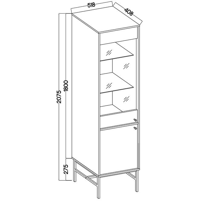 Vitrine Tokyo 3 2D Schwarzer Graphit 101