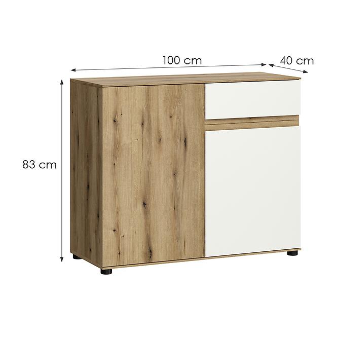 Kommode Camino 2D1S CMNK 01 Eiche Evoke+Weiß Platine