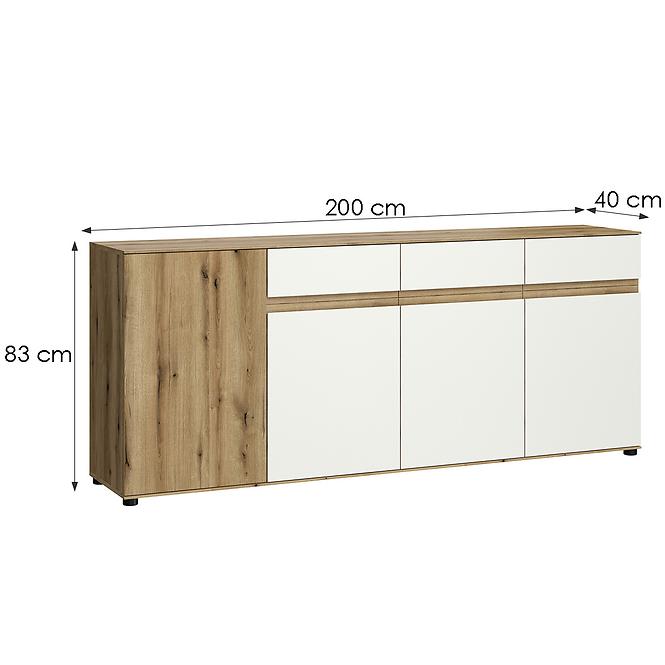 Kommode Camino 4D3S CMNK 03 Eiche Evoke+Weiß Platine