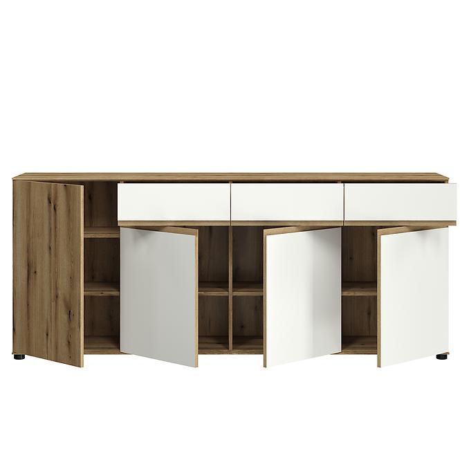 Kommode Camino 4D3S CMNK 03 Eiche Evoke+Weiß Platine