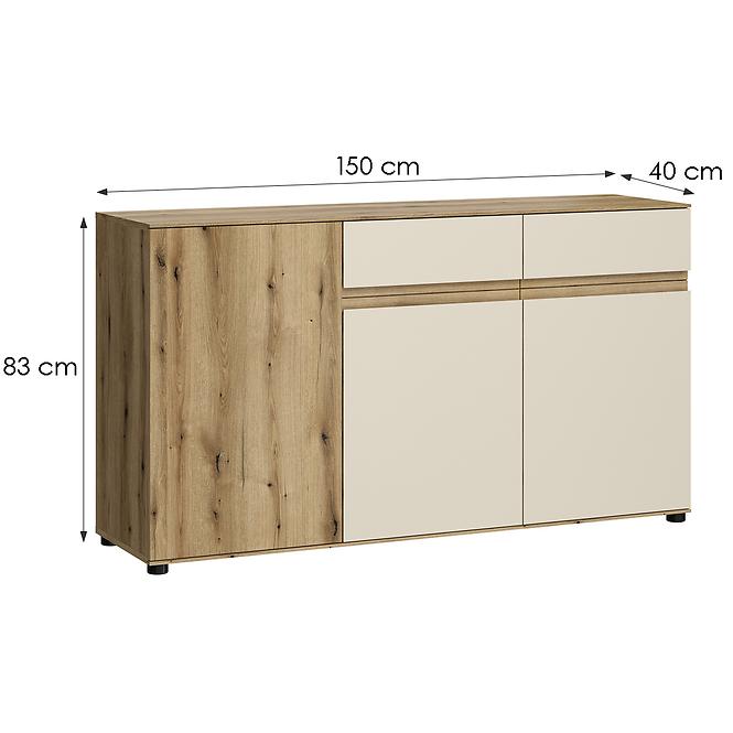 Kommode Camino 3D2S CMNK 02 Eiche Evoke+Cashmere