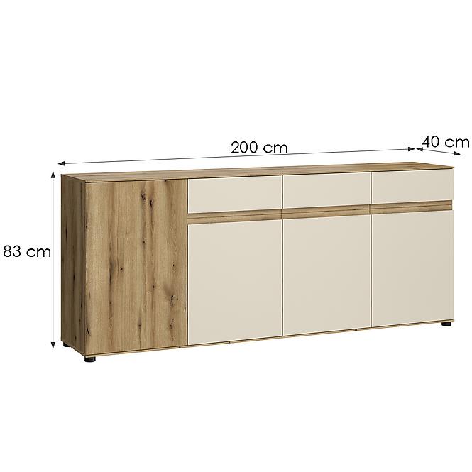 Kommode Camino 4D3S CMNK 03 Eiche Evoke+Cashmere