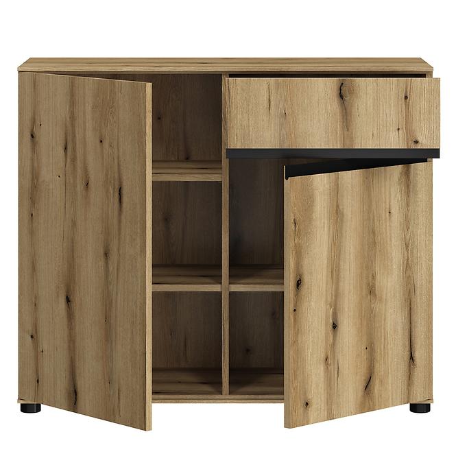 Kommode Camino 2D1S CMNK 01 Eiche Evoke+Eiche Evoke+ob.Schwarz