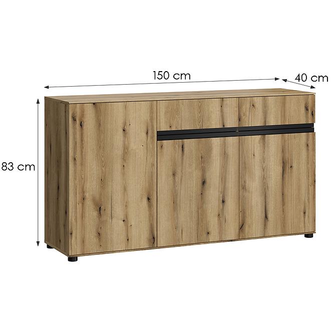 Kommode Camino 3D2S CMNK 02 Eiche Evoke+Eiche Evoke+ob.Schwarz