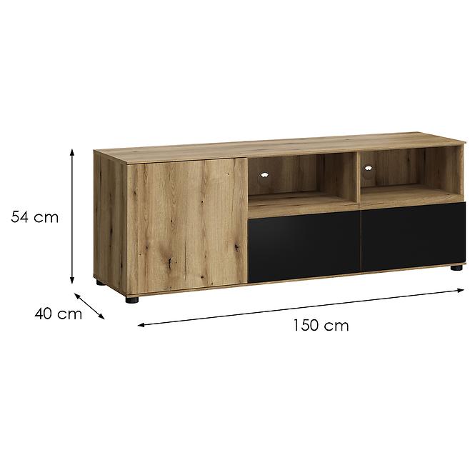 TV Tisch Camino 1D2S CMNF 01 Eiche Evoke+Samt Schwarz,2