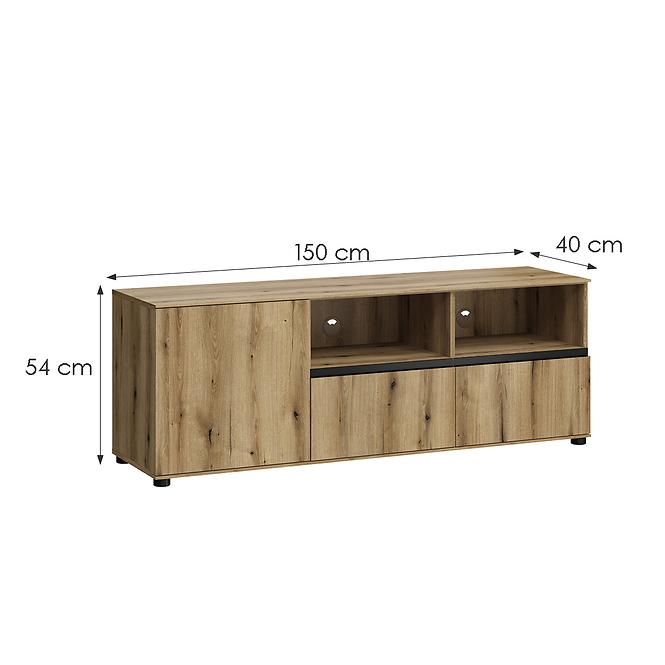TV Tisch Camino 1D2S CMNF 01 Eiche Evoke+Eiche Evoke+ob.Schwarz,2