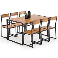 Set Bolivar 1+6 140x80 MDF/Stahl – goldene Eiche/schwarz